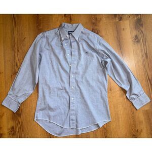 Vintage Wrangler Cowboy Cut X Long Tail Chambray Button Down USA Size Men Large